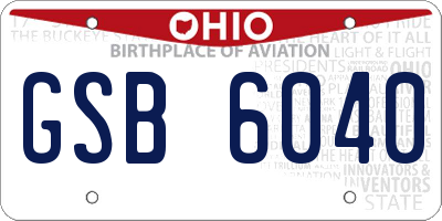 OH license plate GSB6040