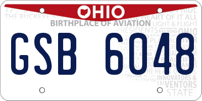 OH license plate GSB6048