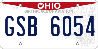 OH license plate GSB6054