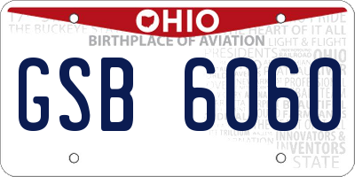 OH license plate GSB6060