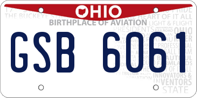 OH license plate GSB6061