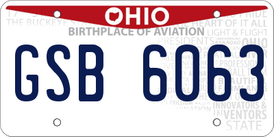 OH license plate GSB6063