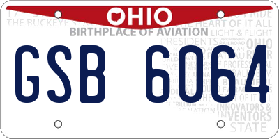 OH license plate GSB6064