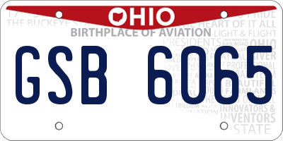 OH license plate GSB6065