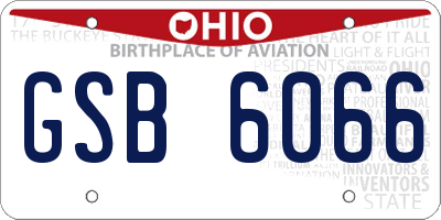 OH license plate GSB6066