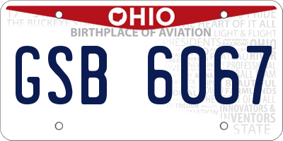 OH license plate GSB6067