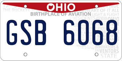 OH license plate GSB6068