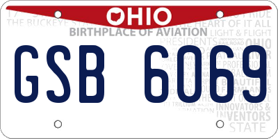 OH license plate GSB6069