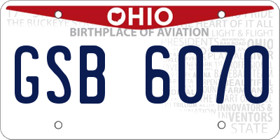 OH license plate GSB6070