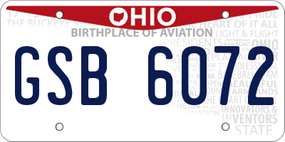 OH license plate GSB6072