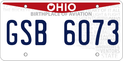 OH license plate GSB6073