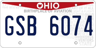 OH license plate GSB6074