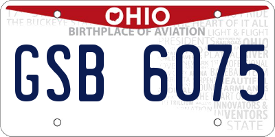 OH license plate GSB6075