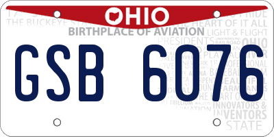 OH license plate GSB6076