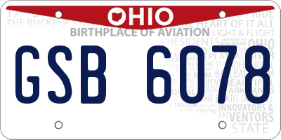 OH license plate GSB6078