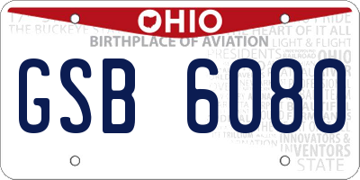 OH license plate GSB6080