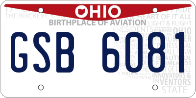 OH license plate GSB6081