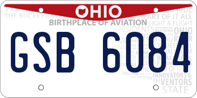 OH license plate GSB6084