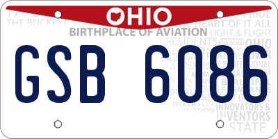 OH license plate GSB6086