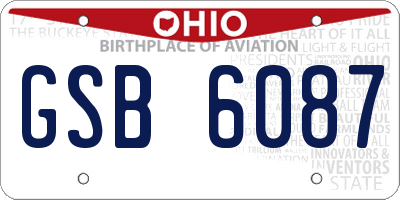 OH license plate GSB6087