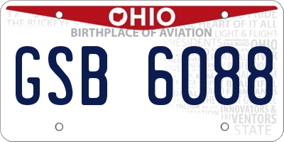 OH license plate GSB6088