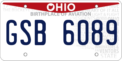 OH license plate GSB6089