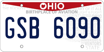 OH license plate GSB6090