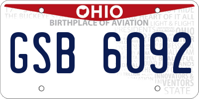 OH license plate GSB6092