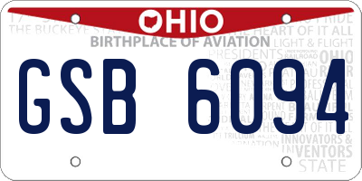 OH license plate GSB6094