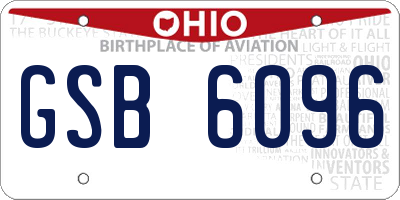 OH license plate GSB6096