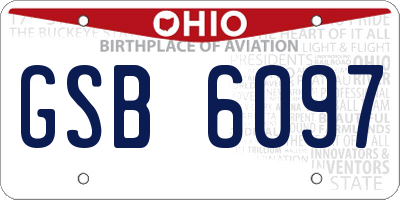 OH license plate GSB6097