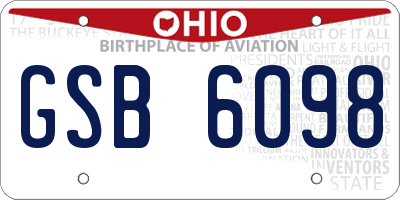 OH license plate GSB6098