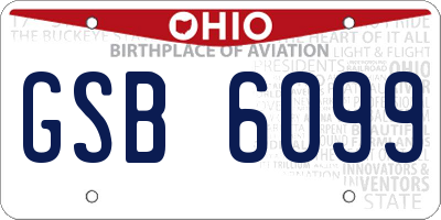 OH license plate GSB6099