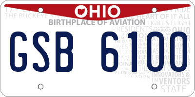 OH license plate GSB6100