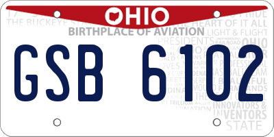 OH license plate GSB6102