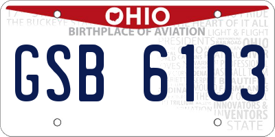 OH license plate GSB6103