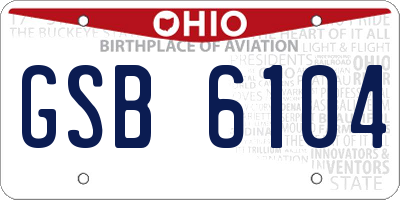 OH license plate GSB6104