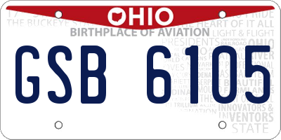 OH license plate GSB6105