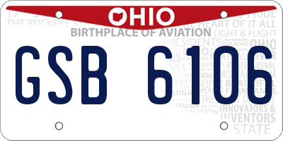 OH license plate GSB6106