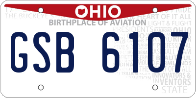 OH license plate GSB6107