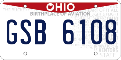 OH license plate GSB6108