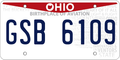 OH license plate GSB6109