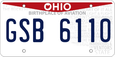 OH license plate GSB6110