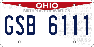 OH license plate GSB6111