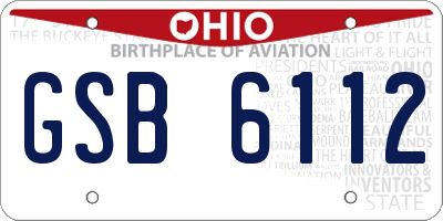 OH license plate GSB6112