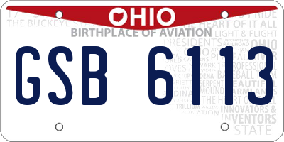 OH license plate GSB6113