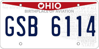 OH license plate GSB6114