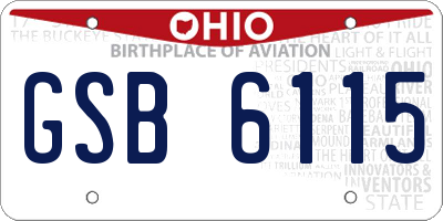 OH license plate GSB6115