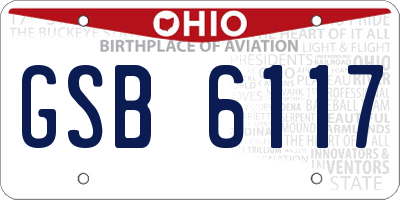 OH license plate GSB6117