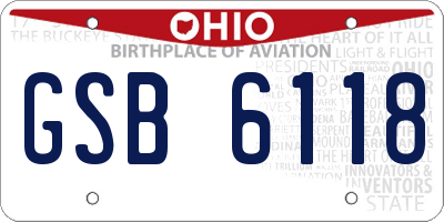 OH license plate GSB6118